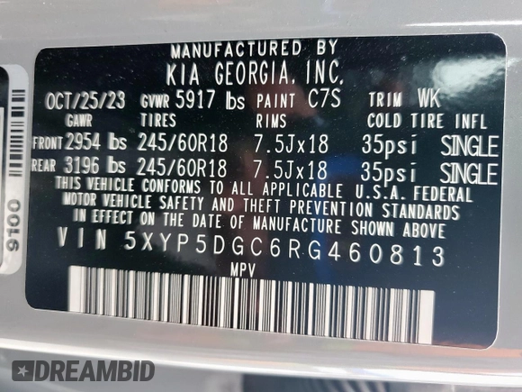 2024 Kia Telluride SX Prestige X-Pro z VIN 5XYP5DGC6RG460813, wystawiony jako Copart lot #56690475 z przebiegiem 30 797 mil mil oraz Szkoda całkowita • Salvage title. Historia ofert i sprzedaży dostępna na DreamBid. Obrazek 14.