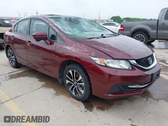 2015 Honda Civic EX with VIN 2HGFB2F8XFH562376, listed as a IAAI auction lot 41947465 with 73,040 mi miles and . Bid and sale history available at carsss.com. Image 1.
