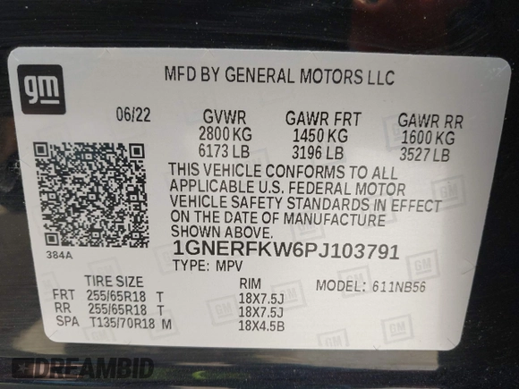 2023 Chevrolet Traverse LS with VIN 1GNERFKW6PJ103791, listed as a IAAI auction lot 42073300 with 47,105 mi miles and . Bid and sale history available at DreamBid. Image 9.