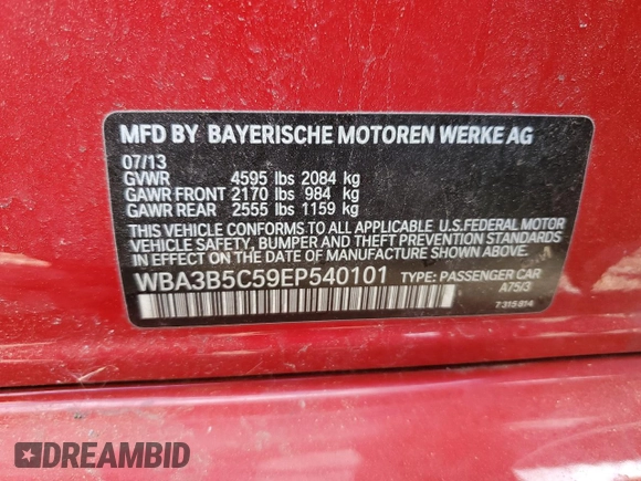 2014 BMW 3 Series 328i xDrive с VIN WBA3B5C59EP540101, выставлен на аукционе Copart как лот 52928025 с пробегом 152 057 миль миль и Списание • Salvage title. История ставок и продаж доступна на DreamBid. Изображение 13.
