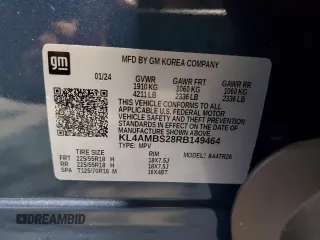 2024 Buick Encore GX Preferred with VIN KL4AMBS28RB149464, listed as a Copart auction lot 83789354 with 3,721 mi miles and Salvage title. Bid and sale history available at DreamBid. Image 13.
