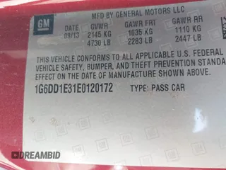 2014 Cadillac CTS Premium with VIN 1G6DD1E31E0120172, listed as a IAAI auction lot 41919738 with 104,744 mi miles and . Bid and sale history available at DreamBid. Image 9.