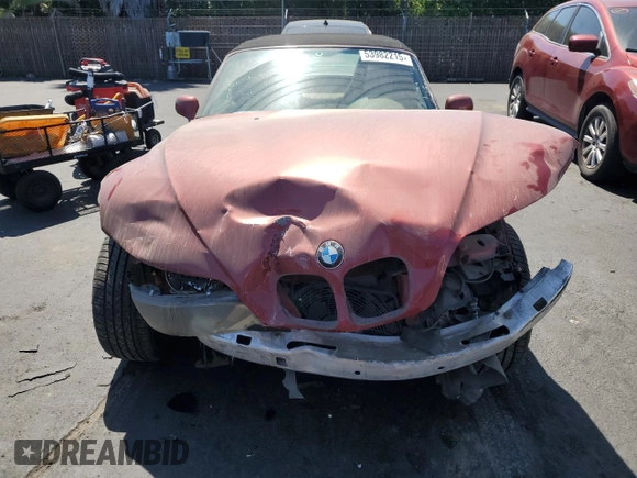 2001 BMW Z3 3.0 with VIN WBACN53451LJ57448, listed as a Copart auction lot 53982215 with 121,721 mi miles and Salvage title. Bid and sale history available at DreamBid. Image 5.