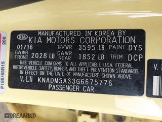 2016 Kia Rio LX with VIN KNADM5A33G6675776, listed as a IAAI auction lot 41894377 with 75,188 mi miles. Bid and sale history available at carsss.com. Image 9.