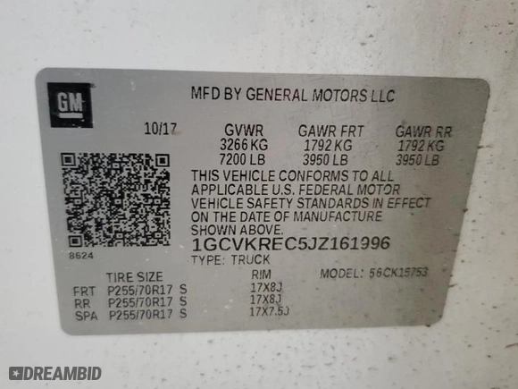 2018 Chevrolet Silverado 1500 LT with VIN 1GCVKREC5JZ161996, listed as a Copart auction lot 43926985 with 155,580 mi miles and Salvage Title. Bid and sale history available at carsss.com. Image 13.