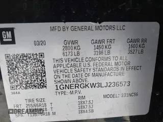 2020 Chevrolet Traverse LT Cloth with VIN 1GNERGKW3LJ236573, listed as a IAAI auction lot 42532157 with 75,587 mi miles and . Bid and sale history available at DreamBid. Image 9.