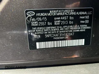 2015 Hyundai Sonata SE z VIN 5NPE24AF3FH182847, wystawiony jako Copart lot #58872415 z przebiegiem 134 917 mil mil oraz Czysty tytuł • Clean title. Historia ofert i sprzedaży dostępna na DreamBid. Obrazek 10.