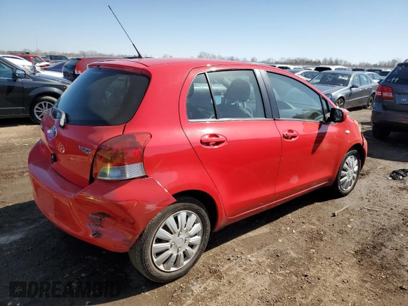 2009 Toyota Yaris with VIN JTDKT903095246576, listed as a Copart auction lot 52150915 with 90,276 mi miles and Salvage Title. Bid and sale history available at DreamBid. Image 3.