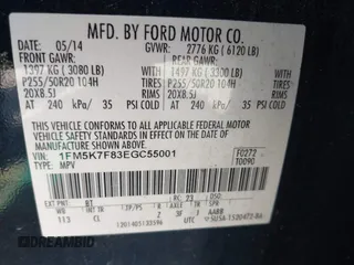 2014 Ford Explorer Limited z VIN 1FM5K7F83EGC55001, wystawiony jako IAAI lot #42018378 z przebiegiem 133 225 mil mil oraz . Historia ofert i sprzedaży dostępna na DreamBid. Obrazek 9.
