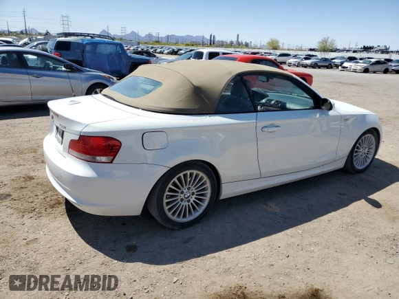 2008 BMW 1 Series 128i with VIN WBAUL73588VE88802, listed as a Copart auction lot 54421135 with 78,145 mi miles and Clean Title. Bid and sale history available at carsss.com. Image 3.