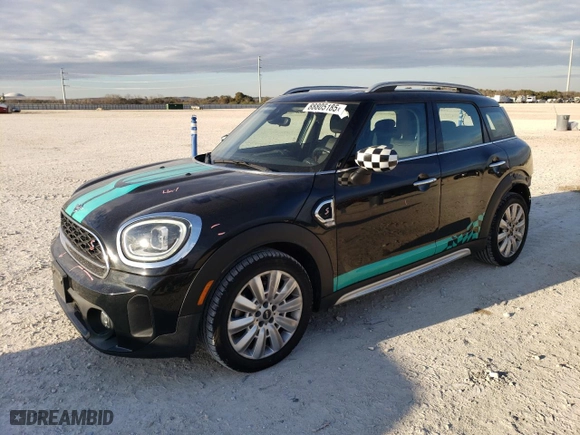 2021 MINI Countryman Cooper S with VIN WMZ83BR09M3M75594, listed as a Copart auction lot 88805185 with 53,497 mi miles and Salvage Title. Bid and sale history available at carsss.com. Image 1.