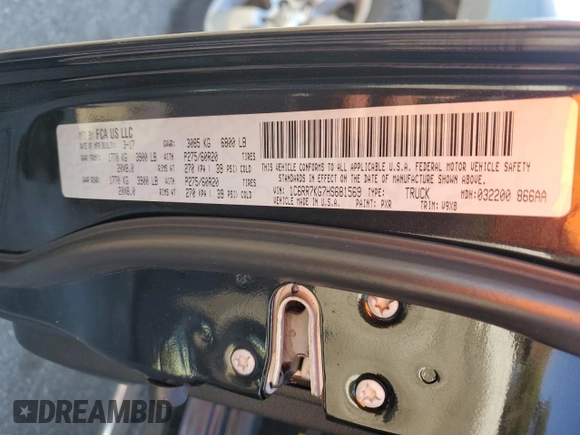 2017 Ram 1500 Express with VIN 1C6RR7KG7HS681569, listed as a Copart auction lot 48536255 with 151,466 mi miles and Salvage title. Bid and sale history available at DreamBid. Image 12.