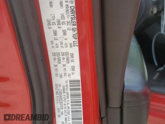 2013 Dodge Durango SXT with VIN 1C4RDHAG5DC637475, listed as a Copart auction lot 56121905 with 175,908 mi miles and Salvage title. Bid and sale history available at DreamBid. Image 13.