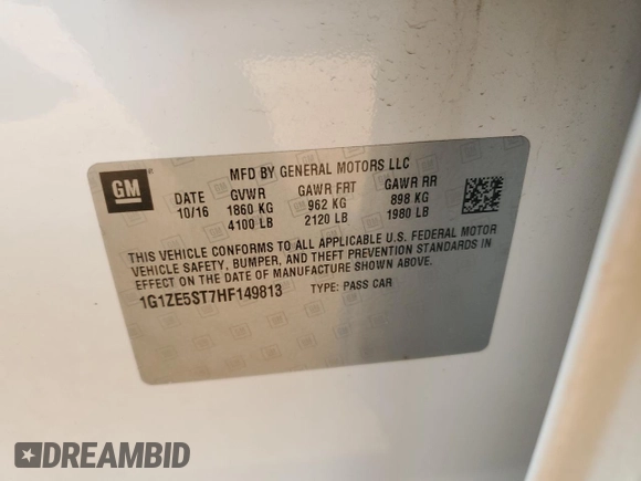 2017 Chevrolet Malibu LT with VIN 1G1ZE5ST7HF149813, listed as a Copart auction lot 52809425 with 130,793 mi miles and Salvage Title. Bid and sale history available at DreamBid. Image 12.