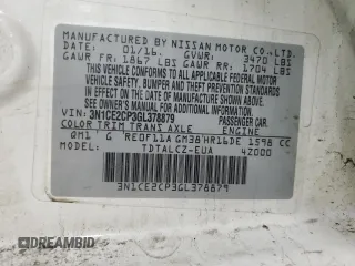 2016 Nissan Note S with VIN 3N1CE2CP3GL378879, listed as a Copart auction lot 54586905 with 142,782 mi miles and Clean Title. Bid and sale history available at DreamBid. Image 12.