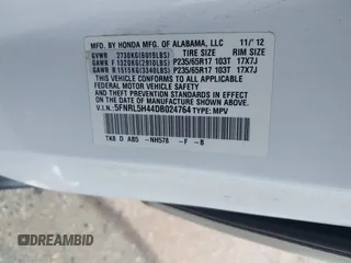 2013 Honda Odyssey EX z VIN 5FNRL5H44DB024764, wystawiony jako IAAI lot #42256598 z przebiegiem 169 708 mil mil oraz . Historia ofert i sprzedaży dostępna na DreamBid. Obrazek 9.