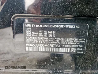 2021 BMW 5 Series 530i z VIN WBA53BH00MCF87964, wystawiony jako Copart lot #55926825 z przebiegiem 88 880 mil mil oraz Czysty tytuł • Clean title. Historia ofert i sprzedaży dostępna na DreamBid. Obrazek 12.