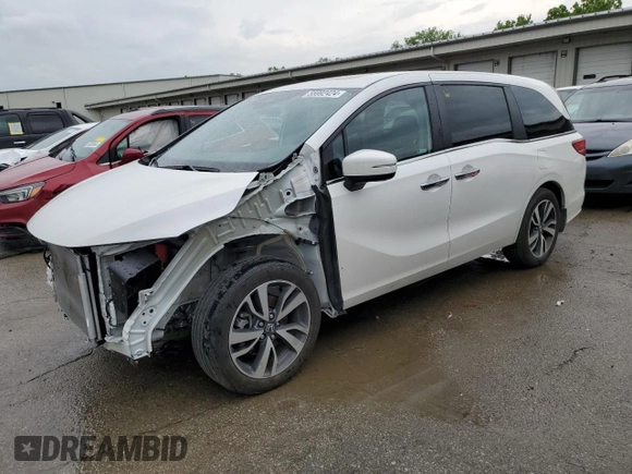 2023 Honda Odyssey Touring with VIN 5FNRL6H86PB049842, listed as a Copart auction lot 55992424 with 27,423 mi miles and Non Repairable. Bid and sale history available at DreamBid. Image 1.