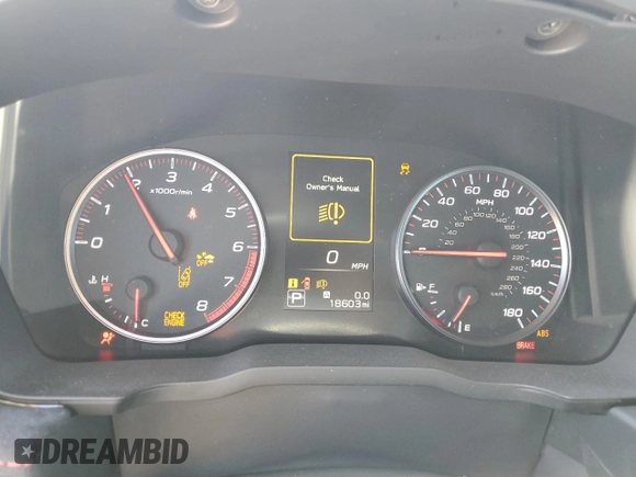 2023 Subaru WRX Premium с VIN JF1VBAH63P8803711, выставлен на аукционе Copart как лот 57119005 с пробегом 18 603 миль миль и Списание • Salvage title. История ставок и продаж доступна на DreamBid. Изображение 9.