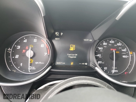 2021 Alfa Romeo Giulia with VIN ZARFAMAN7M7638886, listed as a Copart auction lot 51004375 with 50,571 mi miles and Salvage title. Bid and sale history available at DreamBid. Image 9.