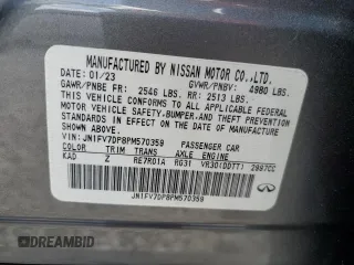 2023 Infiniti Q50 Red Sport 400 with VIN JN1FV7DP8PM570359, listed as a Copart auction lot 42814215 with 8,564 mi miles and Clean Title. Bid and sale history available at DreamBid. Image 12.