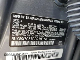 2016 BMW X3 xDrive35i z VIN 5UXWX7C57G0R18374, wystawiony jako Copart lot #54073525 z przebiegiem 138 399 mil mil oraz Szkoda całkowita • Salvage title. Historia ofert i sprzedaży dostępna na DreamBid. Obrazek 13.
