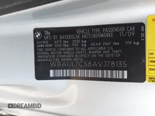 2010 BMW 1 Series 128i with VIN WBAUL7C58AVJ78135, listed as a IAAI auction lot 41615767 with 107,384 mi miles and . Bid and sale history available at DreamBid. Image 9.