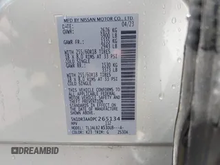 2023 Nissan Pathfinder S with VIN 5N1DR3AA0PC265134, listed as a IAAI auction lot 42006646 with 46,943 mi miles and . Bid and sale history available at DreamBid. Image 9.