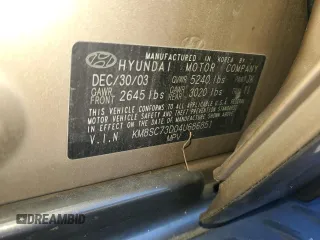 2004 Hyundai Santa Fe GLS with VIN KM8SC73D04U686851, listed as a Copart auction lot 78108514 with 92,297 mi miles and Salvage Title. Bid and sale history available at carsss.com. Image 13.
