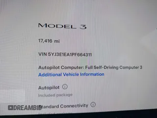 2023 Tesla Model 3 with VIN 5YJ3E1EA1PF664311, listed as a IAAI auction lot 41839591 with 17,416 mi miles and . Bid and sale history available at carsss.com. Image 15.