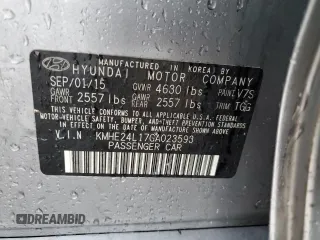 2016 Hyundai Sonata Hybrid SE with VIN KMHE24L17GA023593, listed as a Copart auction lot 39782034 with 79,575 mi miles. Bid and sale history available at carsss.com. Image 15.