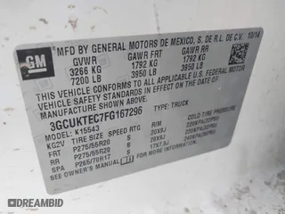 2015 Chevrolet Silverado 1500 High Country with VIN 3GCUKTEC7FG167296, listed as a IAAI auction lot 41706967 with 157,053 mi miles. Bid and sale history available at carsss.com. Image 9.
