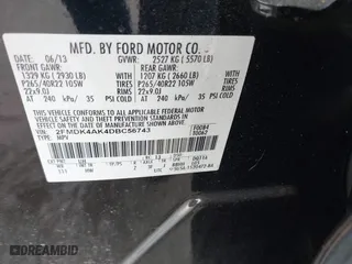 2013 Ford Edge Sport with VIN 2FMDK4AK4DBC56743, listed as a IAAI auction lot 41907486 with 194,824 mi miles. Bid and sale history available at carsss.com. Image 9.