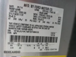2015 Ford Expedition Limited with VIN 1FMJU1KT4FEF08033, listed as a Copart auction lot 86744224 with 152,775 mi miles and Salvage title. Bid and sale history available at DreamBid. Image 14.