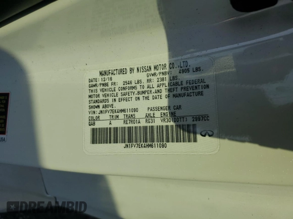2017 Infiniti Q60 Red Sport 400 with VIN JN1FV7EK4HM611090, listed as a Copart auction lot 75608424 with 96,326 mi miles and Salvage title. Bid and sale history available at DreamBid. Image 12.