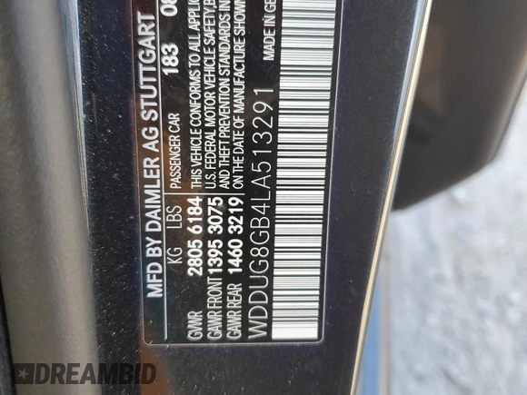 2020 Mercedes-Benz S S 560 with VIN WDDUG8GB4LA513291, listed as a Copart auction lot 61522844 with 40,646 mi miles and Salvage Title. Bid and sale history available at carsss.com. Image 12.