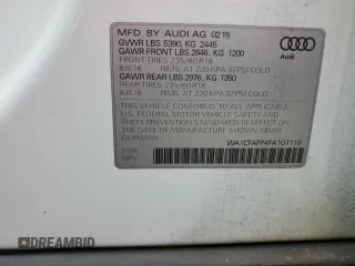 2015 Audi Q5 Premium with VIN WA1CFAFP4FA107118, listed as a Copart auction lot 63589505 with 66,139 mi miles and Salvage title. Bid and sale history available at DreamBid. Image 13.