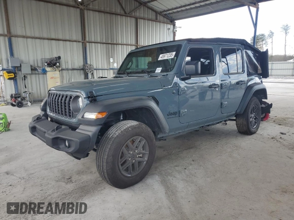 2024 Jeep Wrangler Sport S with VIN 1C4PJXDG3RW341205, listed as a Copart auction lot 48971235 with 4,298 mi miles and Salvage title. Bid and sale history available at DreamBid. Image 1.