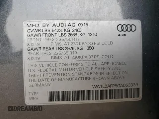 2016 Audi Q5 Premium Plus with VIN WA1L2AFP5GA053339, listed as a Copart auction lot 58703355 with 69,429 mi miles and Salvage title. Bid and sale history available at DreamBid. Image 12.