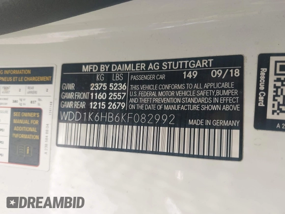 2019 Mercedes-Benz E-Class E 450 with VIN WDD1K6HB6KF082992, listed as a IAAI auction lot 41976755 with 44,795 mi miles. Bid and sale history available at carsss.com. Image 9.