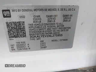 2022 GMC Terrain AT4 with VIN 3GKALYEV1NL275955, listed as a IAAI auction lot 41935844 with 36,098 mi miles and . Bid and sale history available at DreamBid. Image 9.