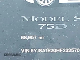 2017 Tesla Model S 100D with VIN 5YJSA1E20HF232570, listed as a IAAI auction lot 42037409 with 68,957 mi miles and . Bid and sale history available at DreamBid. Image 15.