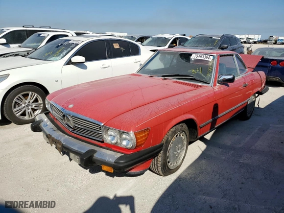1987 Mercedes-Benz 560 Series 560SL with VIN WDBBA48D8HA071312, listed as a Copart auction lot 75493394 with NaN miles and Non Repairable. Bid and sale history available at carsss.com. Image 1.