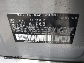 2017 Subaru Legacy Limited z VIN 4S3BNAN6XH3041226, wystawiony jako IAAI lot #42483808 z przebiegiem 47 210 mil mil oraz . Historia ofert i sprzedaży dostępna na DreamBid. Obrazek 9.