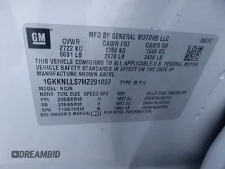 2017 GMC Acadia SLE with VIN 1GKKNLLS7HZ291097, listed as a IAAI auction lot 40665634 with 76,860 mi miles. Bid and sale history available at carsss.com. Image 9.