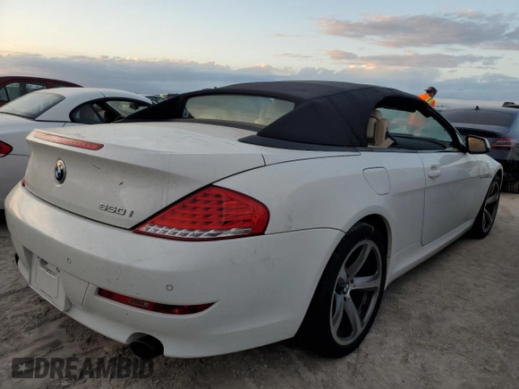 2010 BMW 6 Series 650i with VIN WBAEB5C5XAC225947, listed as a Copart auction lot 75091664 with 0 mi miles and Salvage Title. Bid and sale history available at carsss.com. Image 3.