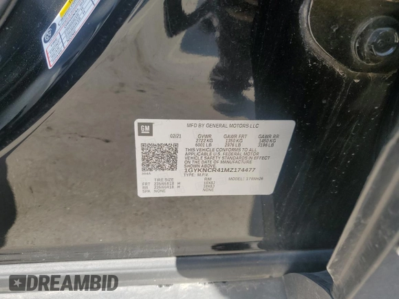 2021 Cadillac XT5 FWD Premium Luxury z VIN 1GYKNCR41MZ174477, wystawiony jako Copart lot #54335615 z przebiegiem 39 158 mil mil oraz Szkoda całkowita • Salvage title. Historia ofert i sprzedaży dostępna na DreamBid. Obrazek 13.