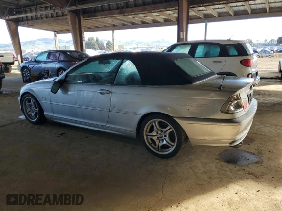 2002 BMW 3 Series 330Ci with VIN WBABS53402JU88908, listed as a Copart auction lot 44438855 with 87,225 mi miles and Salvage Title. Bid and sale history available at DreamBid. Image 2.