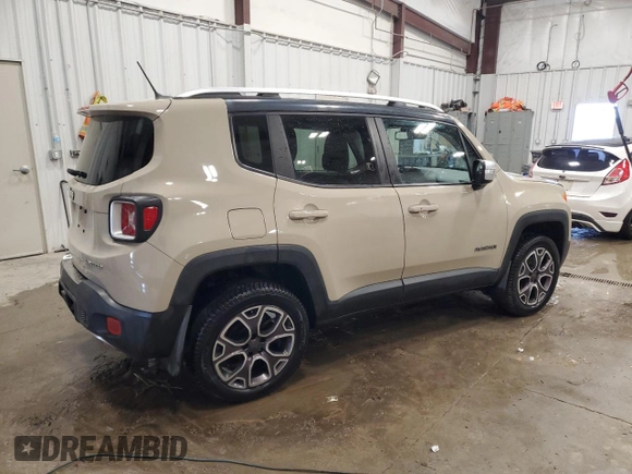 2015 Jeep Renegade Limited with VIN ZACCJBDT8FPB77845, listed as a Copart auction lot 57992125 with 86,705 mi miles and Non repairable. Bid and sale history available at DreamBid. Image 3.