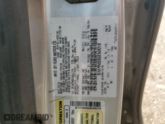2016 Ford Fusion SE z VIN 3FA6P0HDXGR369218, wystawiony jako Copart lot #61225875 z przebiegiem 176 559 mil mil oraz Szkoda całkowita • Salvage title. Historia ofert i sprzedaży dostępna na DreamBid. Obrazek 12.